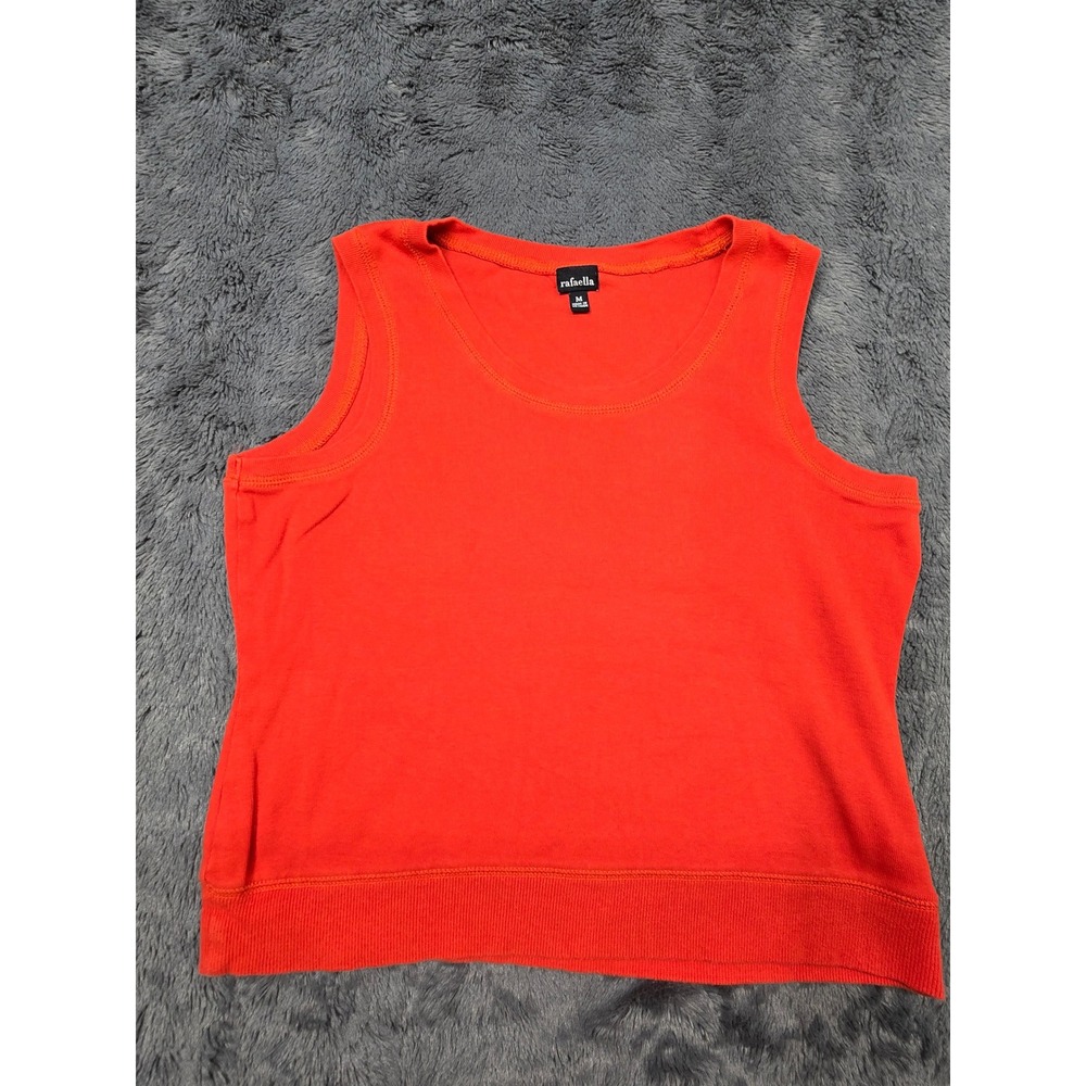 Rafaella Womens Orange Red Knit Sleeveless Scoop Neck Shell Top Size Medium